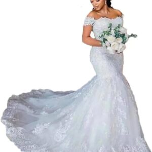 2024 Girls’s Off-Shoulder Luxurious Appliqué Mermaid Marriage ceremony Gown for Brides – Elegant Bridal Robe RWDD38