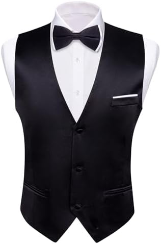 Barry.Wang Males's Formal Swimsuit Vest and Bow Tie Set - 4 Items, V-Neck Slim Match Strong Coloration Waistcoat for Weddings and Events