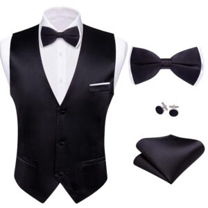 Barry.Wang Males’s Formal Swimsuit Vest and Bow Tie Set – 4 Items, V-Neck Slim Match Strong Coloration Waistcoat for Weddings and Events