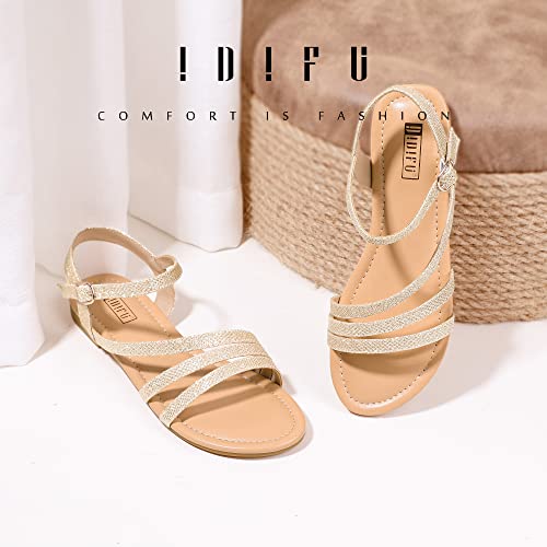 IDIFU Ladies's Dressy Summer season Flat Sandals - Open Toe Slingback Ankle Strap with Again Strap - Excellent for Weddings, Proms, and Bridesmaids - Snug and Trendy